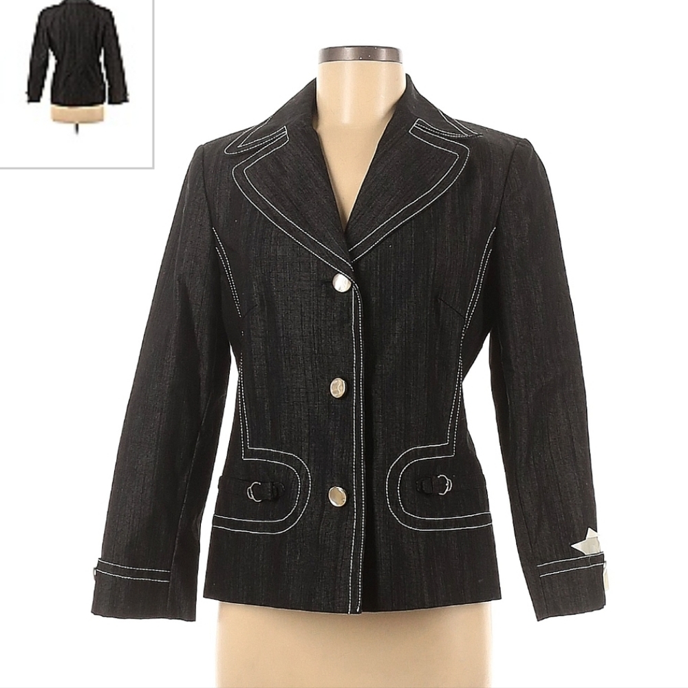 Cole Haan Black Denim Button Jacket Size 8